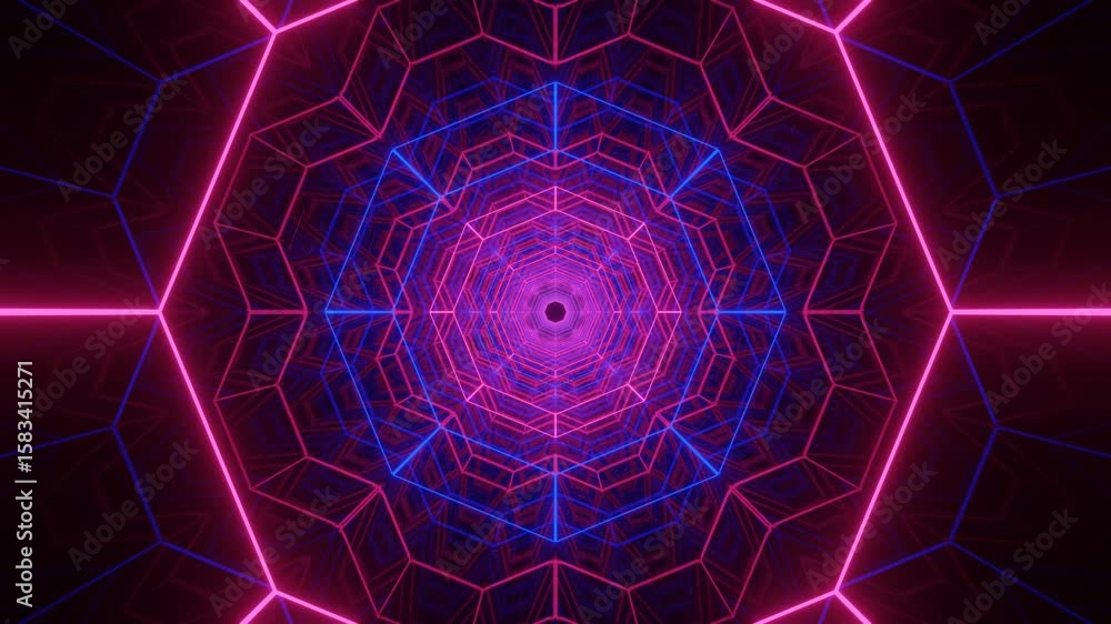 Aufkleber looping 3d tunnel with multicolor neon light paths in motion, designed for editors, designers and cr