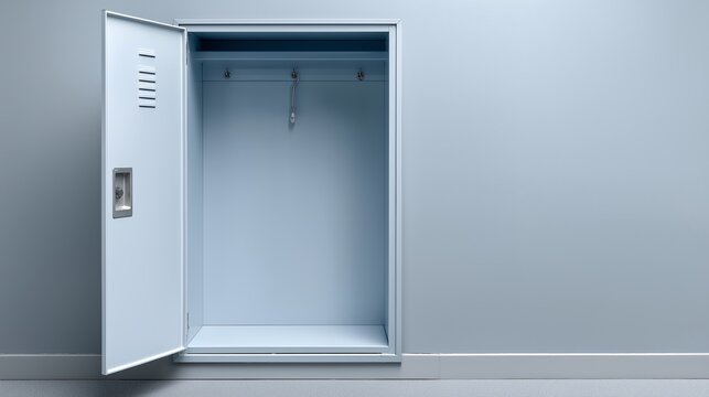 Empty locker in a minimalist room with plain walls and floor