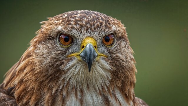 Macro photograph of a hawk showcasing its red tail feathers