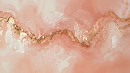 Fototapeta premium Abstract Blush Pink and Gold Fluid Art: Elegant, Luxurious, Modern Background Texture