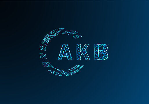 AKB low poly letter logo vector design. AKB lower poly logo design. AKB unique low poly logo design.