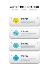 Business infographic template. 4 Step timeline journey. Process diagram, 4 options on white background