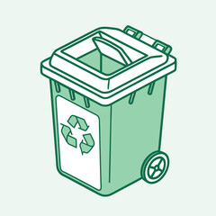 green rubbish bin vector icon on white backround
