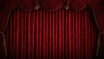 An old-fashioned vibe shown by a dark red theatrical curtain.