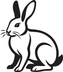 Rabbit line art elegant black and white, Cute bunny sketch in minimal style