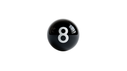 billiard black pool ball number eight illustration on white background