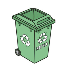  recycle bin green icon vector isolated on white backround
