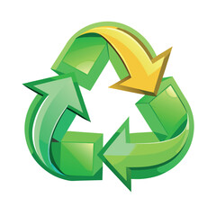 recycling arrow green on white on background
