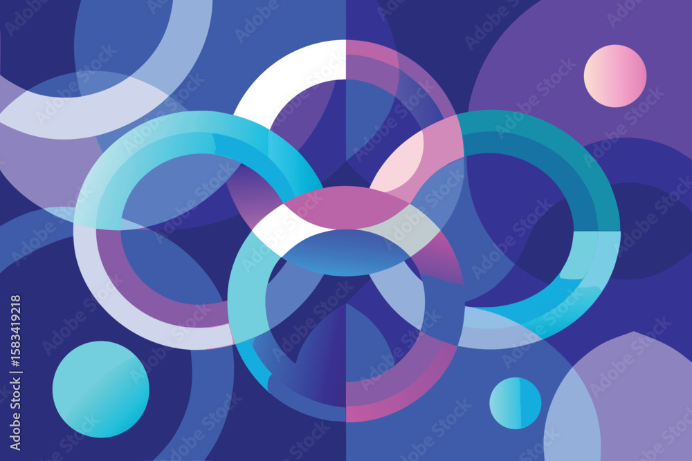 Poster abstract overlapping geometric shapes composition featuring vibrant colors suitable for modern desig