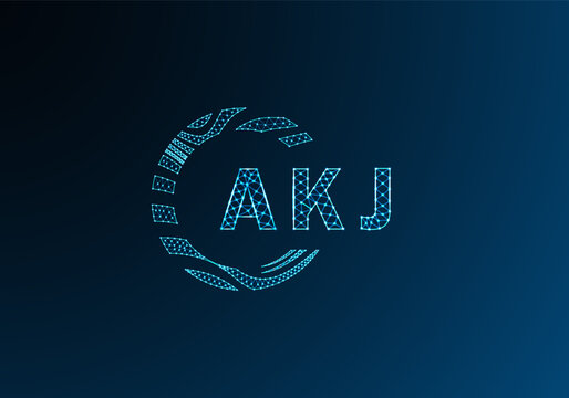 AKJ low poly letter logo vector design. AKJ lower poly logo design. AKJ unique low poly logo design.