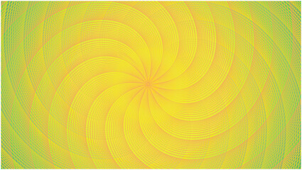 Yellow, orange and green swirl pattern with vortex. Dimension 16:9. Vector illustration.