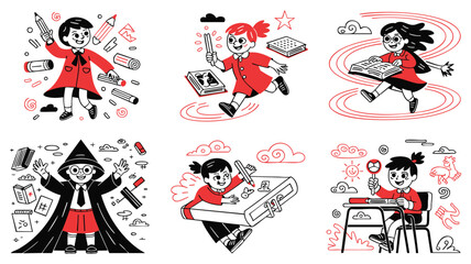 Naklejka premium Vibrant Illustrations of Musical Performances