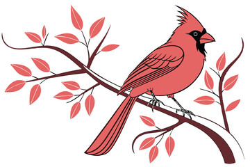 Elegant Cardinal Perched on a Branch amidst Autumn Foliage a Stunning Natural Scene