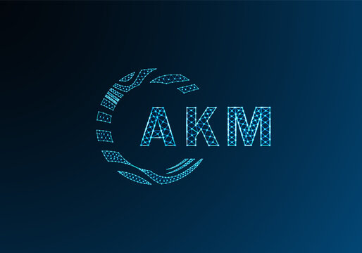 AKM low poly letter logo vector design. AKM lower poly logo design. AKM unique low poly logo design.
