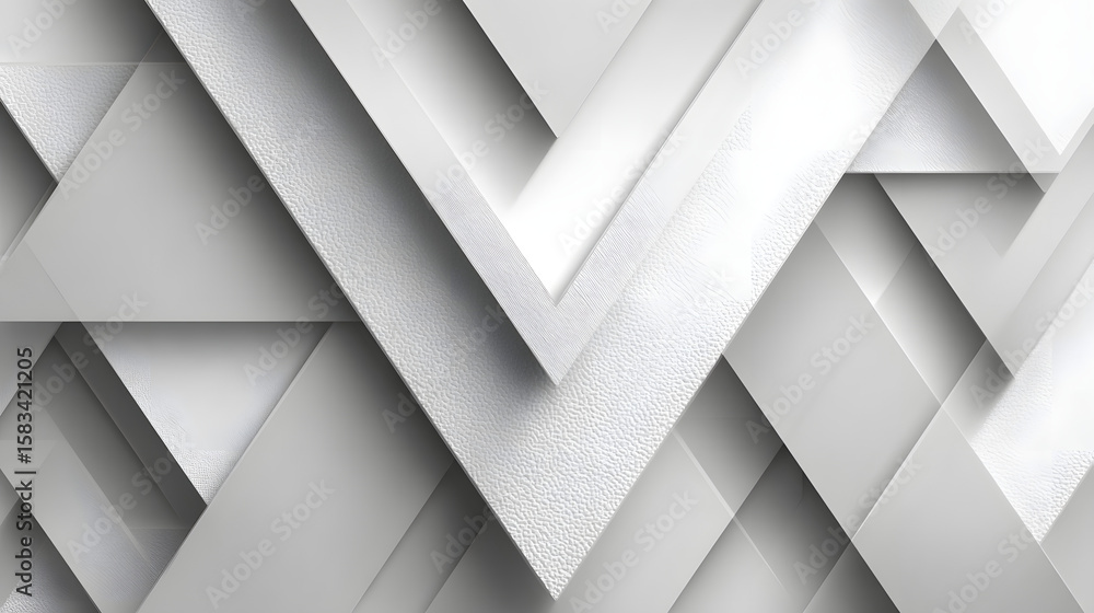 Aufkleber abstract white background with texture pattern, layered geometric triangle shapes, white and grey gl