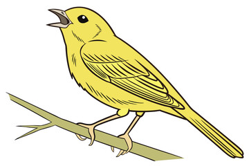 A Delightful Canary Perched on a Twig Singing Its Heart Out in a Sunny Yellow Hue