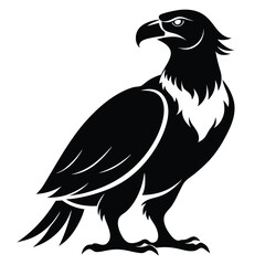 Majestic Eagle Illustration Standing Tall in Black and White Minimalist Bird of Prey Design
