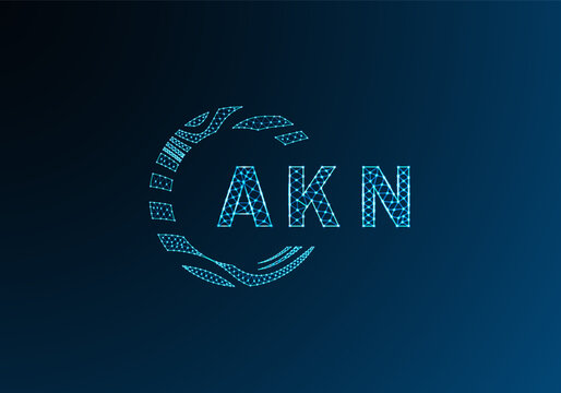 AKN low poly letter logo vector design. AKN lower poly logo design. AKN unique low poly logo design.