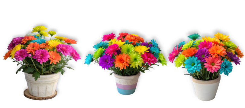 colorful spring flowers isolated on transparent background