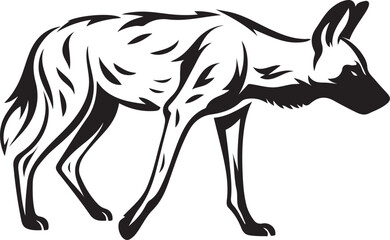 African wild dog silhouette artistic style, Bold wild canine vector illustration