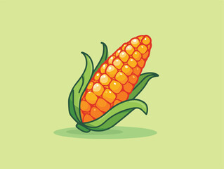 Fresh Corn Vegetable Cartoon Flat Vector Illustration