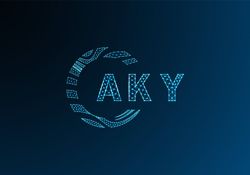 AKY low poly letter logo vector design. AKY lower poly logo design. AKY unique low poly logo design.