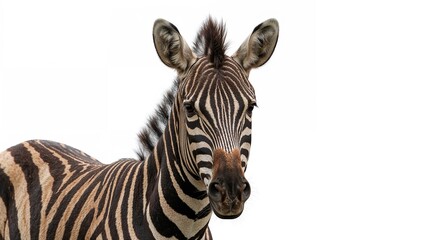 Naklejka premium Photo of a juvenile striped equid on a plain white backdrop