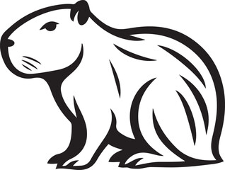 Capybara illustration stylish black and white, Calm animal vector for decor