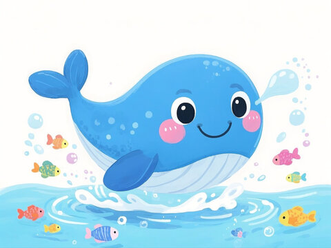 Cute whale  cartoon 1918