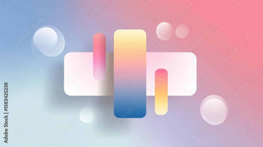 Aufkleber abstract shapes and soft gradients blend in a modern, artistic composition with circles and rectangl