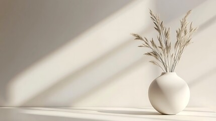 Minimalist still life with vase and grasses