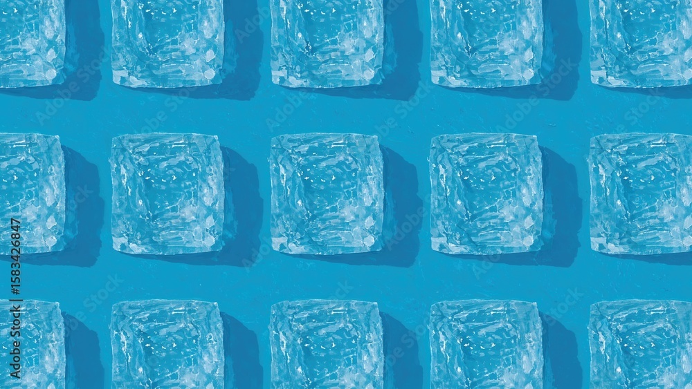 Poster ice cube design on a lively surface. flat lay of a cool summer refreshment with minimal styling.