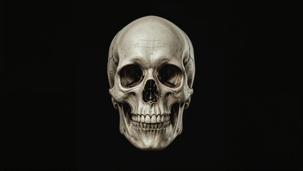 Obraz premium A human skull seen head-on against a black backdrop