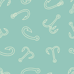 Fototapeta premium Outline Hook Vector Seamless Pattern Background for Surface Print Fabric Fashion Wrapping