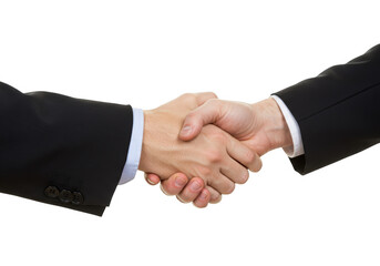 Two businessmen shaking hands, signifying a successful deal isolated on transparent background