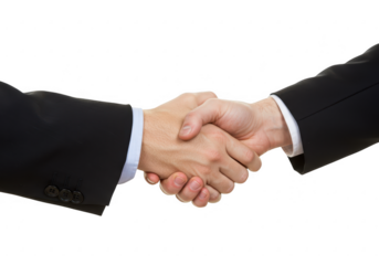 Two businessmen shaking hands, signifying a successful deal isolated on transparent background