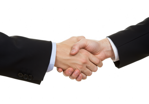 Two businessmen shaking hands, signifying a successful deal isolated on transparent background