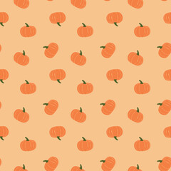 Minimalist autumn jack o lantern giant pumpkin squash illustration fall theme seamless pattern vector
