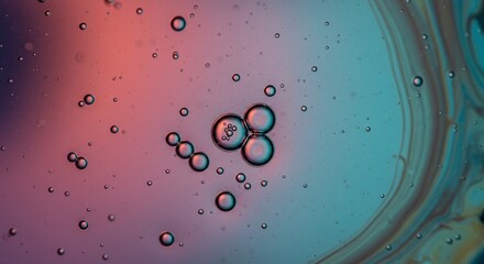 Abstract Colorful Bubbles Underwater in Blue Pink Gradient Artistic Background