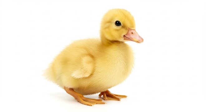 Petit caneton jaune adorable pose paisiblement sous lumiere douce. AI Generated