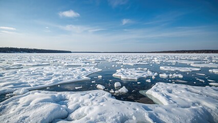 Obraz premium Ice formation on the lake in the winter