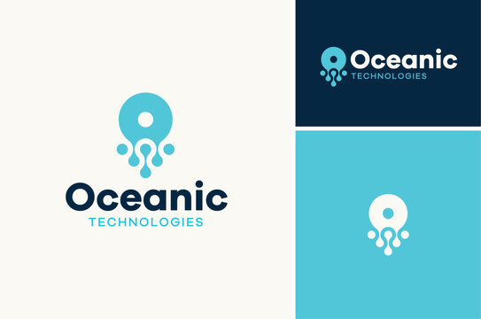 Circular Dot or initial letter O like Bagel or Donuts Doughnut with dots link like Squid Octopus Jellyfish tentacles logo design