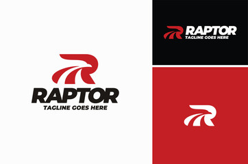 initial letter R Raptor Bird of Prey like Eagle Falcon Hawk Buzzard Osprey logo design