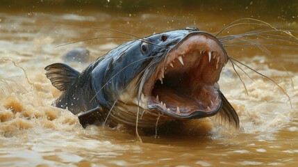 Fototapeta premium Large freshwater fish with an open mouth.