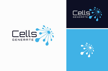 Sparking Connecting Dots Link like firework or Cells Futuristic Modern Logo Design