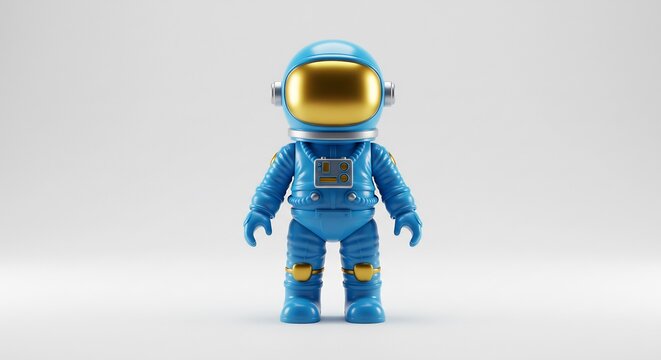 Astronaute bleu stylis� pose sereinement lumi�re douce fond neutre. AI Generated