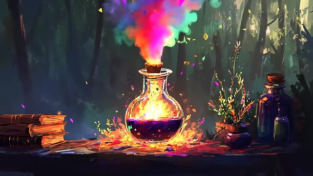 Enchanted Forest Potion: A Mystical Brew in a Dark Wood