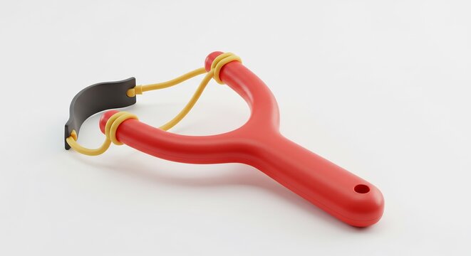 Fonde rouge vif sangle jaune jouet enfant lumiere douce studio. AI Generated