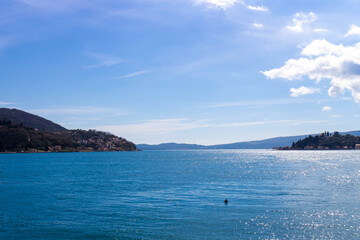 Coastal area of Kotor Bay in Montenegro.