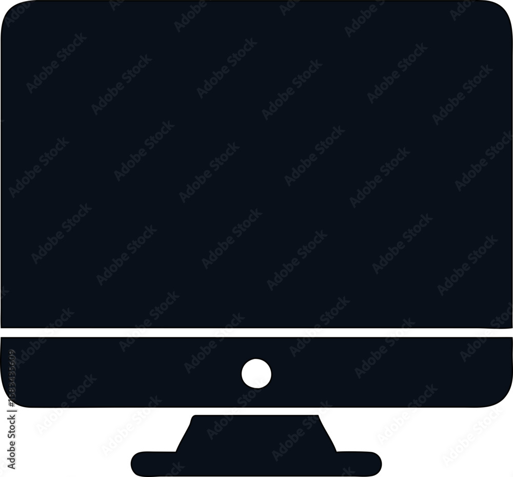 Poster simple computer screen monitor icon for clean, modern design projects and tech themes.